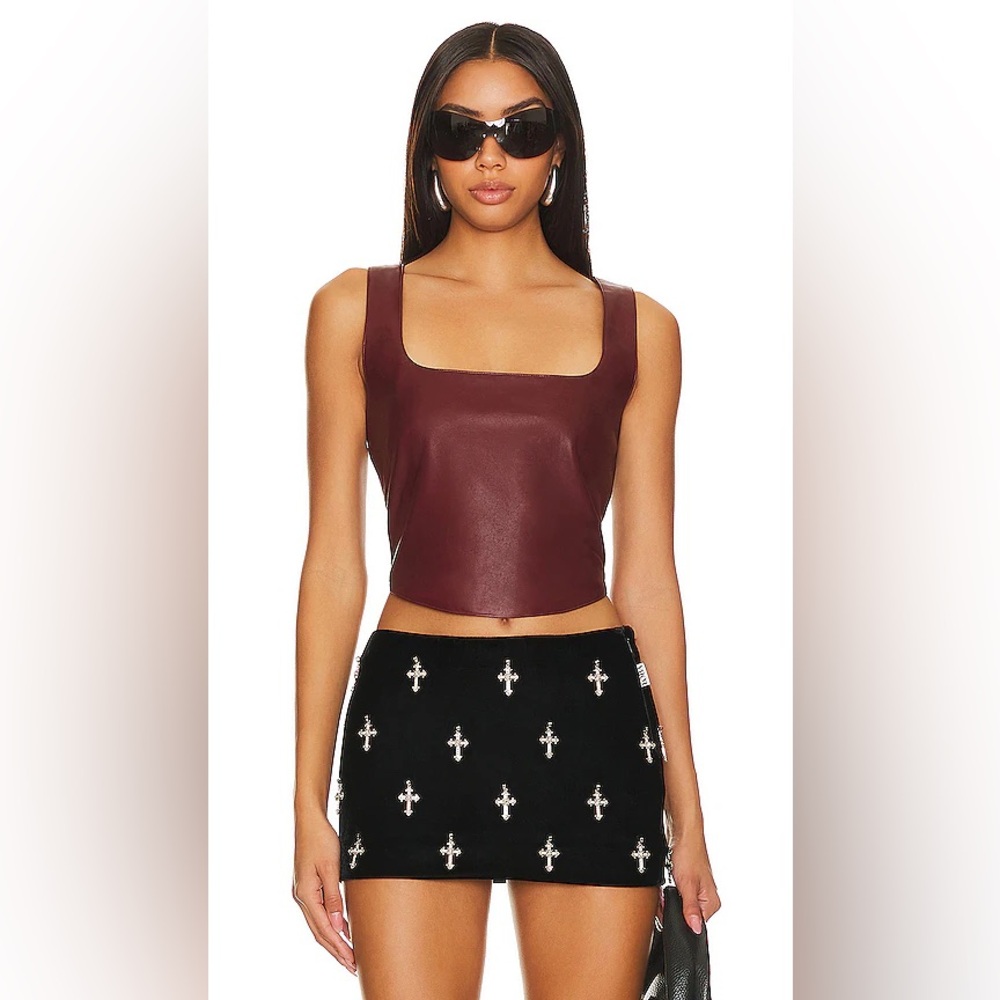 Miaou Burgundy Leather Tank Top